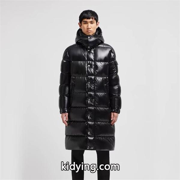 温か素材 ブラック ロング ダウンコート ボリューム MONCLER モンクレール コピー-0