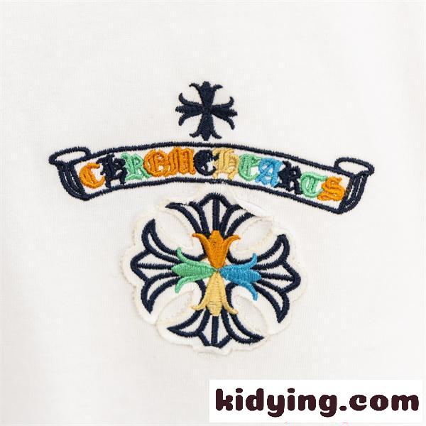激安 半袖トップス レザークロス クロムハーツ コピー Chrome Hearts 切替Tシャツ バックロゴ ビッグシルエット 快適コットン カジュアル ストリート 韓国風 男女兼用 おしゃれ-9