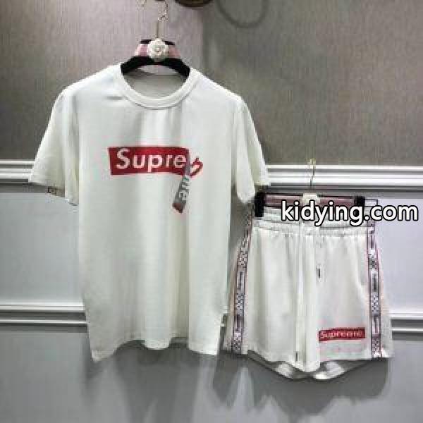 人気！国内関税込Supremeシュプリーム Ｔシャツ コピー 半袖 2点セット ショット パンツ メンズ バスケットボール 服 吸汗速乾-1