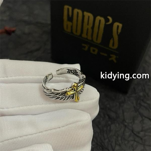 2025新作GORO’Sゴローズ指輪コピーゴールドクロス リング メンズ 羽モチーフ フリーサイズ 指輪 ヴィンテージ風 おしゃれ アクセサリー 通販ショッピング-1