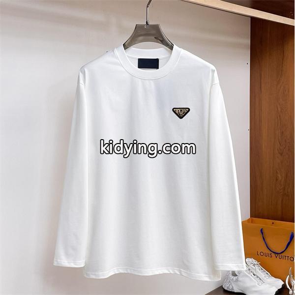 PRADA コピー 長袖Tシャツ ホワイト 小ロゴ シンプルファッション おしゃれ プラダ-1