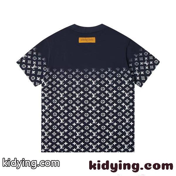モノグラム 切替 コットン 半袖Tシャツ グラデーション風 上質素材 ルーズフィット メンズ レディース ルイヴィトン コピー Louis Vuitton-1