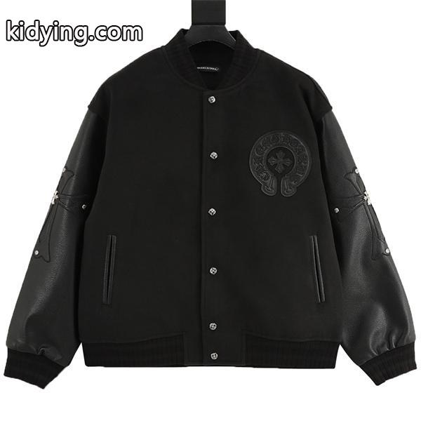 Chrome Hearts クロムハーツ 激安 スタジャン レザー切替 ワッペン刺繍 ジャケット 2025年秋冬 新作 高品質-4