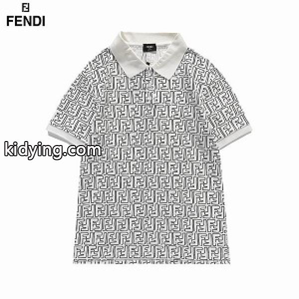 今季らしい着こなし存在感 FENDI logo フェンディ ポロシャツ 白 メンズ 目を惹くプリント 着心地よい-0