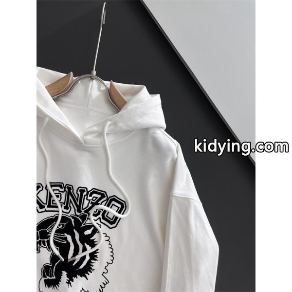ケンゾー ホワイト 虎柄×ロゴダイナミックプリント パーカー KENZO コピー 秋冬 プレミアム トレンド-2