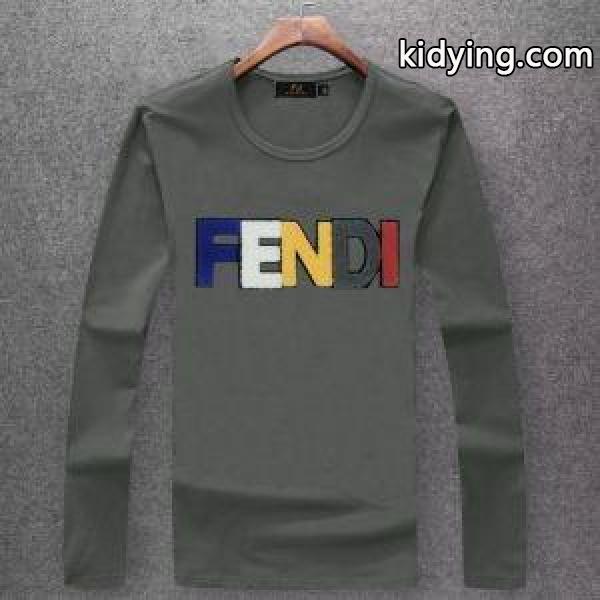 限定セールお買い得英語字長袖tシャツ良いコットン生地伸縮性抜群シンプルブランドコピーフェンディ tシャツ 新作-2