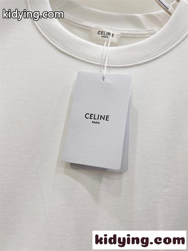 新着 ホワイト ロゴプリント CELINE セリーヌ コピー シンプル 軽やか 半袖Tシャツ-3