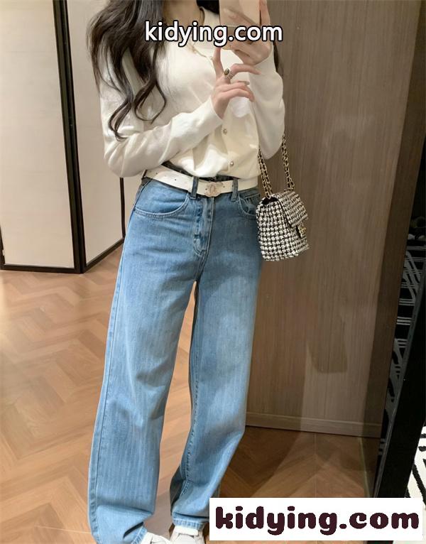CHANEL デニムパンツ レディース ストレートライン ハイウエスト シャネル コピー カジュアルコーデ-4