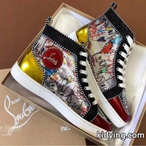 カッコいい印象を付けるChristian LouboutinルブタンコピーLOU PIKPIKハイトップスニーカーメンズシューズ-0