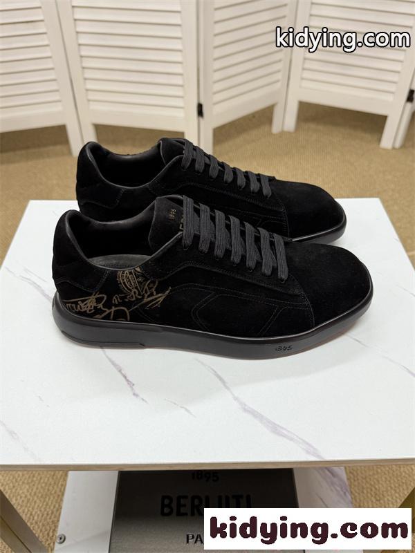 メンズ スニーカー 本革 Berluti ベルルッティ スーパーコピー ブラック カジュアル 軽量 2026春新作-5