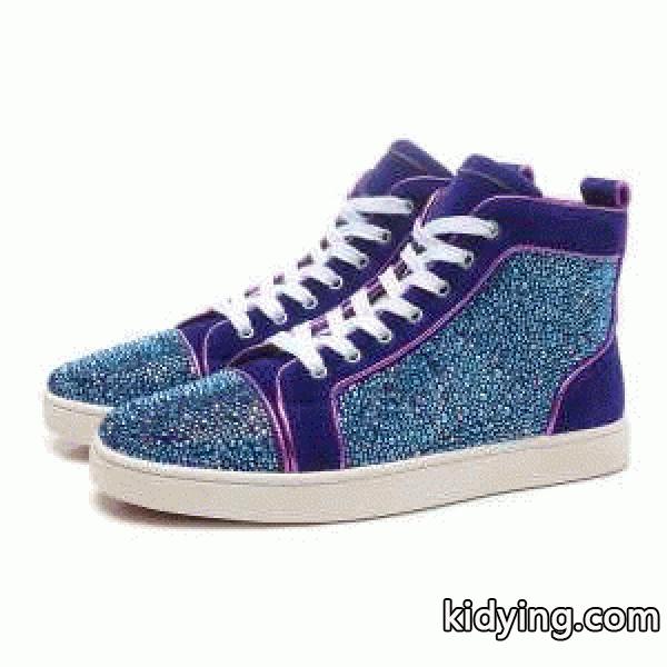 エレガントでセンス高きCHRISTIAN LOUBOUTINクリスチャンルブタン コピー通販 ハイカット スニーカー メンズシューズ 靴 スパイク ブルー-0