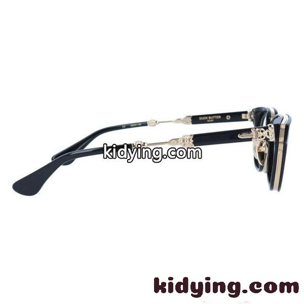クロムハーツ Chrome Hearts DUCK BUTTER コピー メガネ フレーム メンズ レディース ボストン風 ブラック ゴールドテンプル クラシック 高級感-3