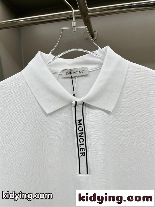 ホワイト ポロシャツ Moncler コピー 半袖 ミニロゴ 袖ワッペン 縦ロゴデザイン 清潔感 上品カジュアル モンクレール-3