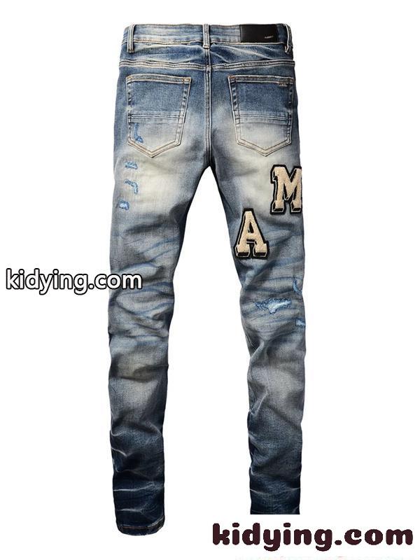 アミリ コピー デニムパンツ インディゴブルー AMIRI 2026新作 ダメージ加工 スリムシルエット-2
