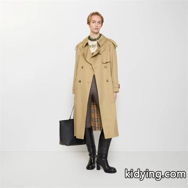 BURBERRY 激安 2025新作 レディース トレンチコート ロング丈 ダブルブレスト 定番ベージュ 裏地チェック 英国風エレガントアウター-0