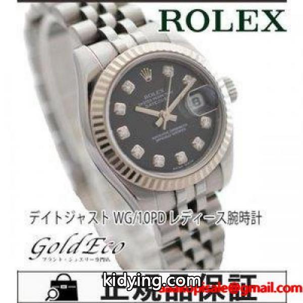ROLEX ロレックス デイトジャスト レディース腕時計 自動巻き デイト ブラック文字盤/シルバー 10Pダイヤ/WG/SS 179174G 中古 :vv-08486-cs:ゴールドエコヤフー店 - 通販ショッピング-0