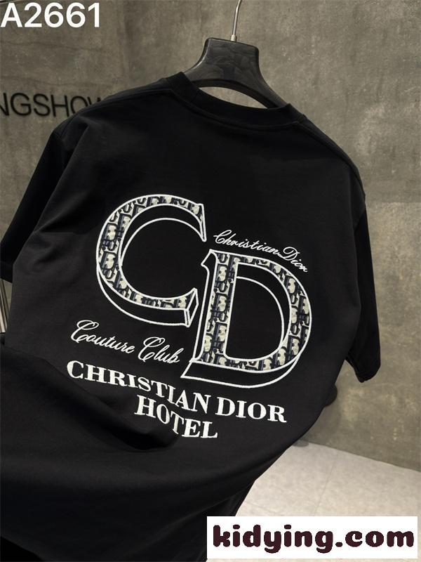 注目集結 ブラック DIOR ディオール コピー バックロゴインパクト モード系 半袖Tシャツ-2