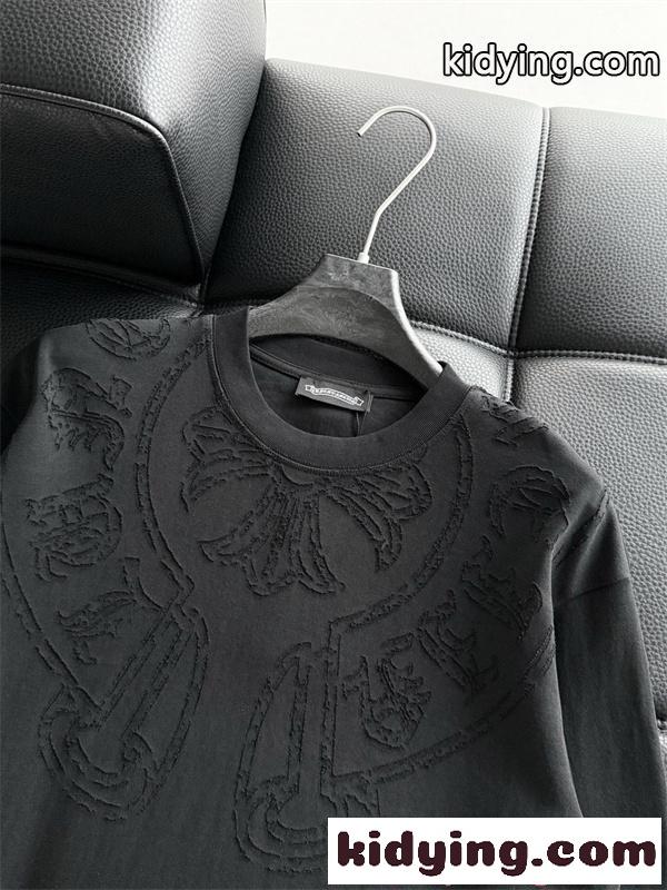 注目集結 CHROME HEARTS クロムハーツ コピー ブラック 立体エンボス モード感演出 メンズ 長袖Tシャツ-2