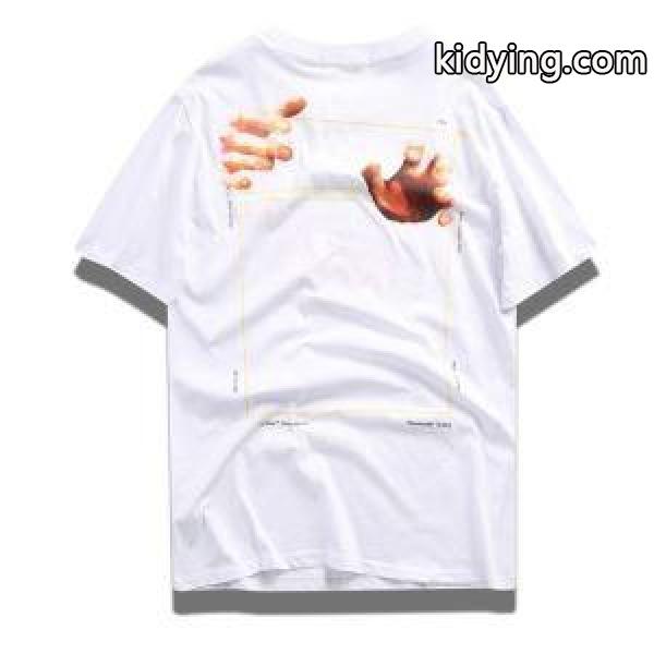 お買い得限定セールOff WhiteオフホワイトHANDS Tシャツメンズクルーネック半袖トップスブラック-2