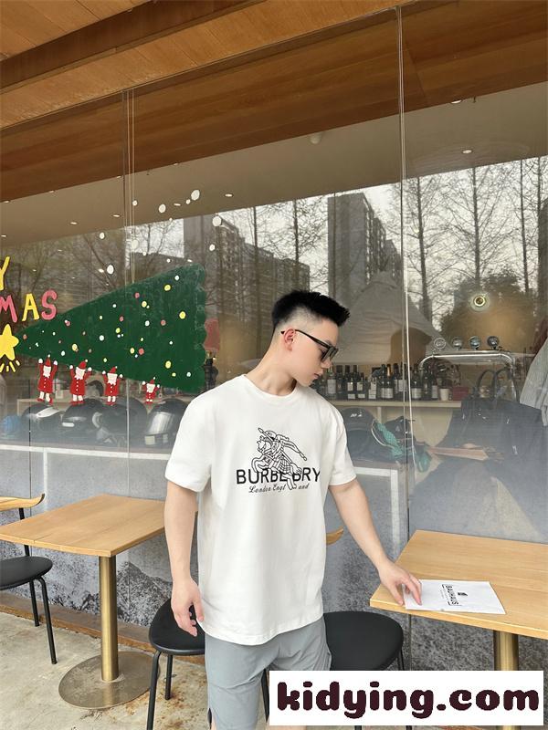 BURBERRY バーバリー コピー 新着人気 半袖Tシャツ プリント 通気素材 カジュアルウェア-1