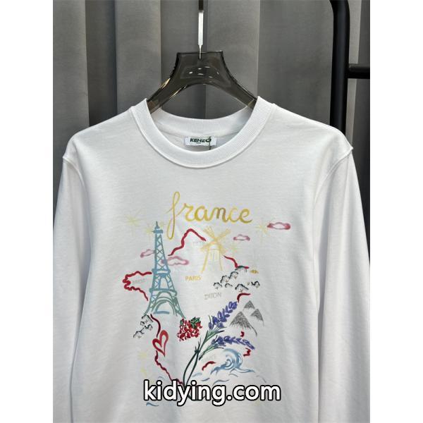 ブラック フランスモチーフカラフルプリント パーカー ケンゾー KENZO コピー 秋冬 トレンド 人気-3