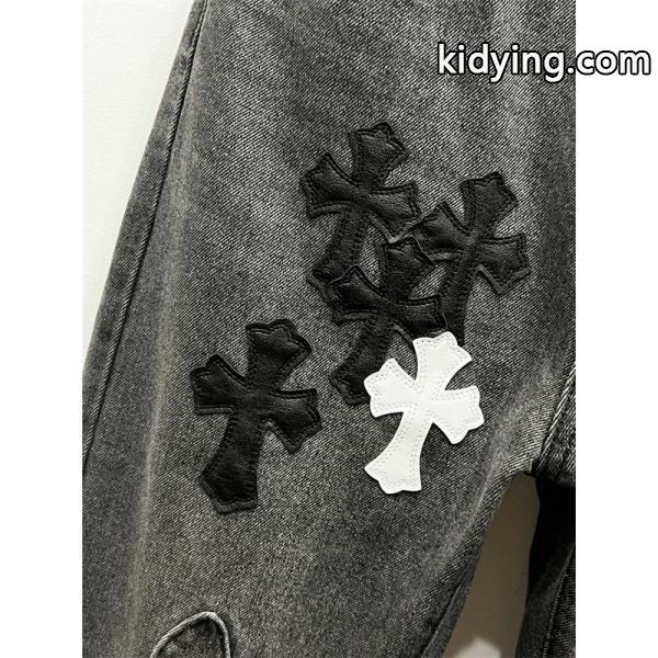 クロムハーツ Chrome Hearts コピー 希少 重厚クロスパッチ 大人向け デニムパンツ-2