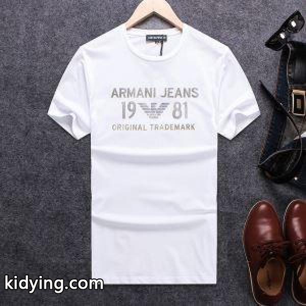 軽量で薄手のARMANIアルマーニコピー通販のメンズ半袖クルーネックTシャツブラック、ホワイト、ブルー3色可選-2