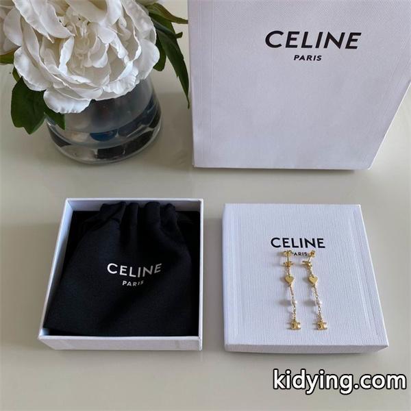 セリーヌ CELINE スーパーコピー 繊細で上品な光沢を纏う ハート＆パール ゴールドロング ピアス-2