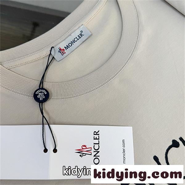 ホワイト 半袖Tシャツ MONCLER モンクレール コピー TOMORROW IS SMILINGロゴ クルーネック フロント英字プリント すっきりシルエット-7