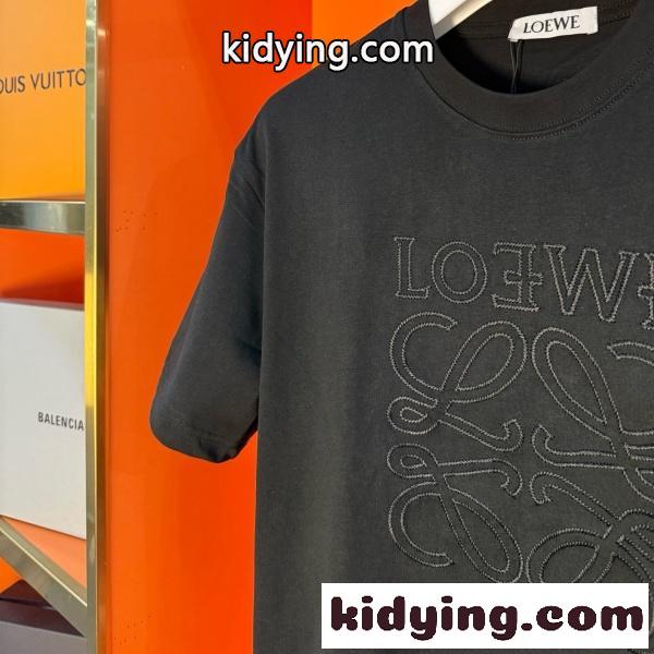 LOEWE ロエベ クラシックアナグラム 刺繍デザインTシャツ コットン半袖 ファッション 売れ筋 快適フィット-9