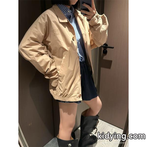 MIUMIU ミュウミュウ コピー シンプル 防風 ベージュ スタンドカラージャケット おすすめ-6