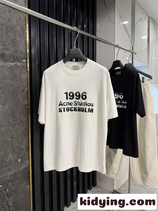 プリントTシャツ アクネストゥディオズ コピー ブラック 半袖 シンプル モード Acne 都会的 クール-1