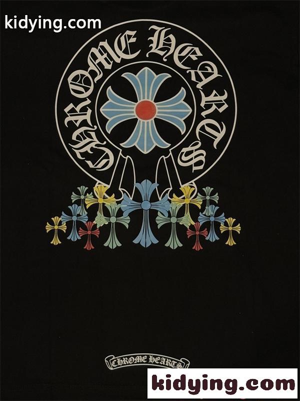 クロスプリント Tシャツ  クロムハーツ コピー CHROME HEARTS メンズ レディース 半袖トップス カラークロス ロゴデザイン ストリート-4