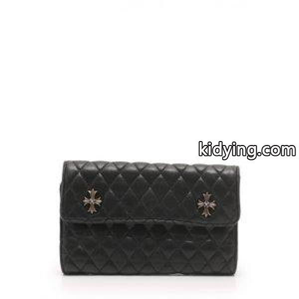 クロムハーツ CHROME HEARTS 三つ折り長財布 ウェーヴ キルテッド ウォレット 黒 小物 レザー メンズ【中古】【ベクトル 古着】 :114-201807270763:ブランド古着販売のベクトル - 通販ショッピング-0