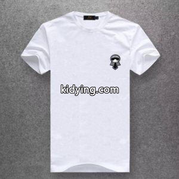 FENDI Karlito ブラックコットン 半袖Tシャツ ブラック/ホワイト41784151フェンディコピーおしゃれなアイテム10色展開-0