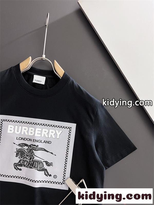 売上好調 ブラック BURBERRY バーバリー コピー クラシック プリント モード カジュアル 半袖Tシャツ-2