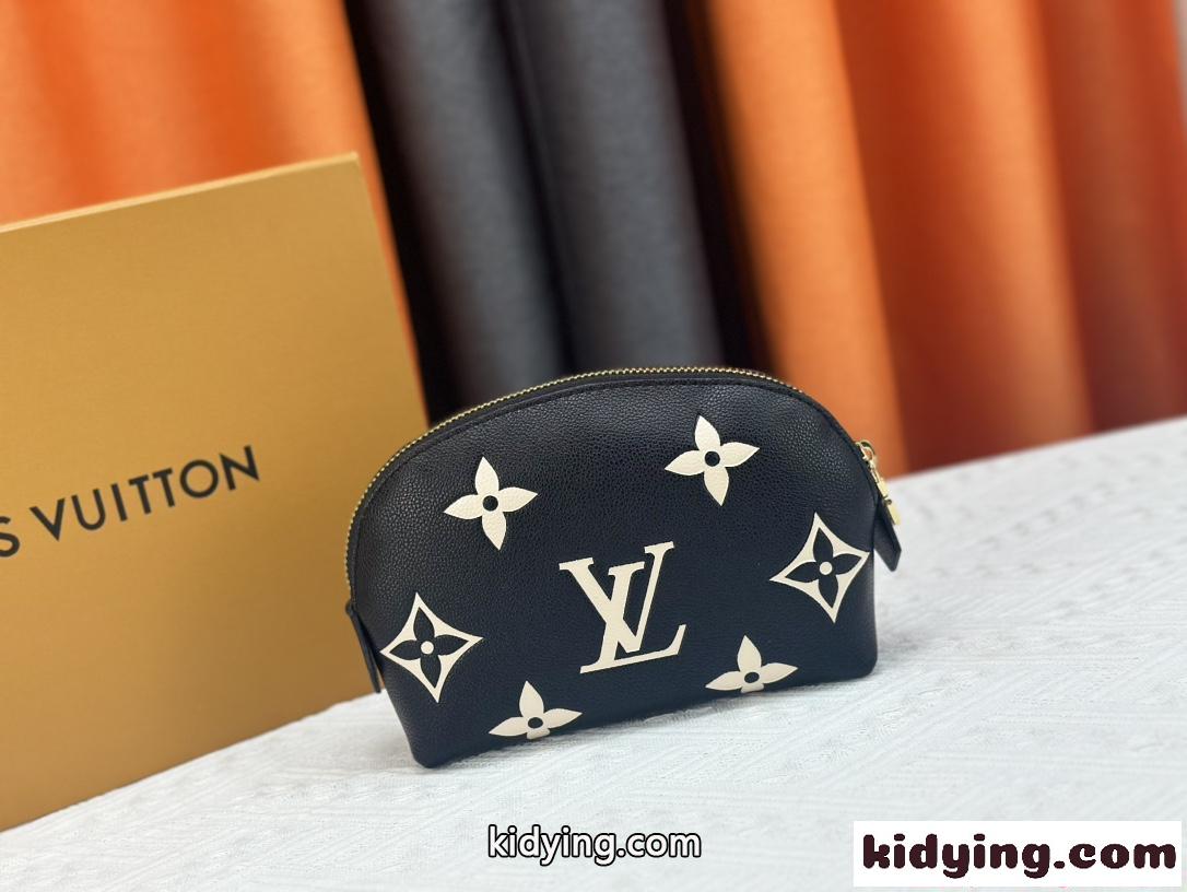 ミニコスメポーチ ブラック ホワイトプリント Louis Vuitton ゴールドジッパー 軽量 コンパクト ルイヴィトン-3
