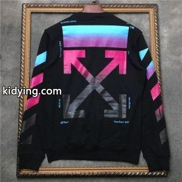 新作Off-White Diagonal Gradientジップパーカーオフホワイトプルオーバーパーカーブラック、ホワイト-1