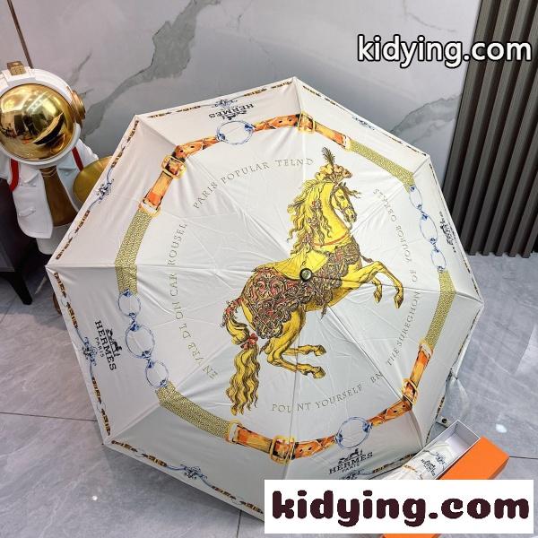 2026新作 HERMES エルメス 激安 折りたたみ傘 晴雨兼用 全自動 UVカット 遮熱 軽量 ワンタッチ ギフトBOX付き-0
