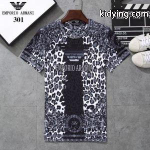 爆買い品質保証おしゃれtシャツ半袖イエロブラックブルーARMANIアルマーニ 服 コピープリント大人っぽい通勤通学-1