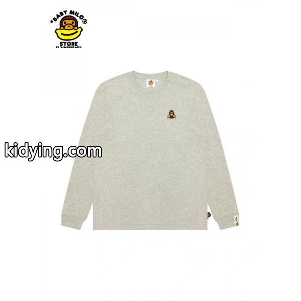 グレー × ブラック 天使 Milo プリント 長袖 T シャツ ベイプ BAPE 偽物 秋冬ストリートフェミニン-6