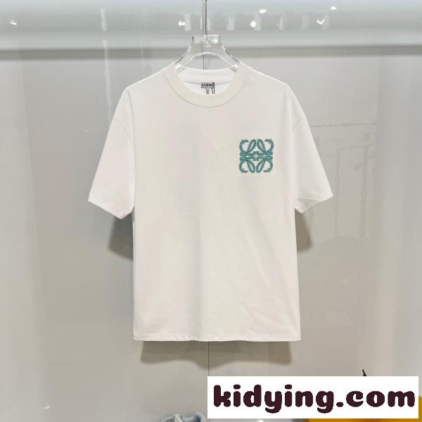 2026新作 LOEWE 激安 ロエベ 刺繍ロゴ 半袖Tシャツ コットン クルーネック オーバーサイズ-2