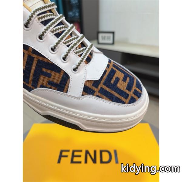 FENDI フェンディ 激安 メンズ スニーカー ローカット FF柄 レザー×キャンバス 軽量ソール おしゃれ カジュアル 新作-6