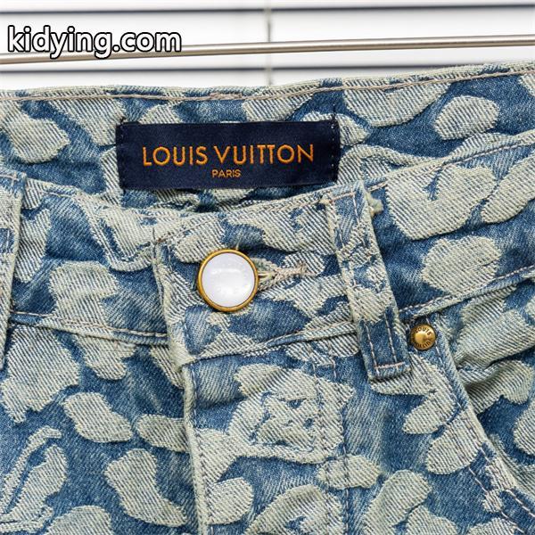 2025秋冬推し ブルー アート風 柔和 ワイド LOUIS VUITTON ルイヴィトン スーパーコピー デニムパンツ-3
