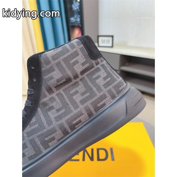 FENDI フェンディ 激安 メンズ ハイカット スニーカー FF柄 レザー シューズ カジュアル 人気 モデル おしゃれ 高級感-3