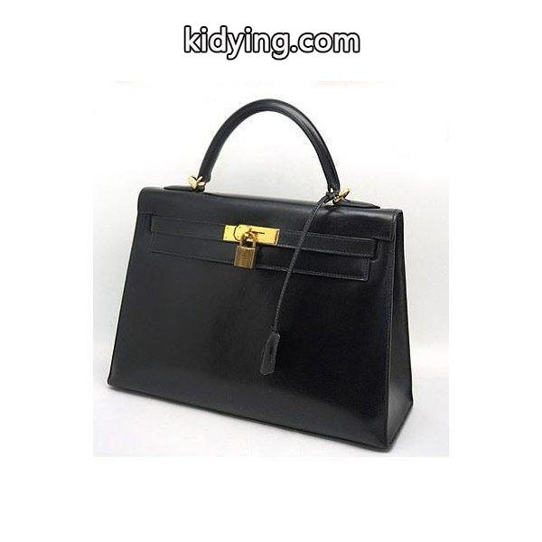 新品 1986年製 HERMES エルメス ケリー 32 ボックスカーフ 外縫い ブラック×ゴールド金具 エルメス HERMES コピー 激安-0