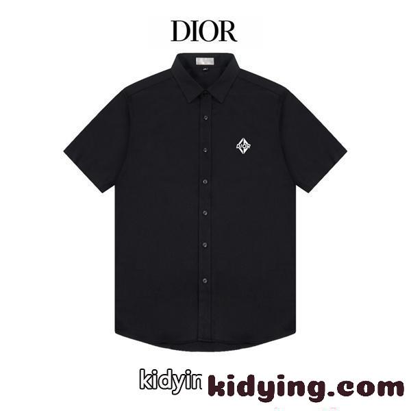 刺繍 ディオール スーパーコピー 半袖シャツ 襟付き ブラック ホワイト 夏 カジュアル 上品 メンズ Dior 軽やか-1