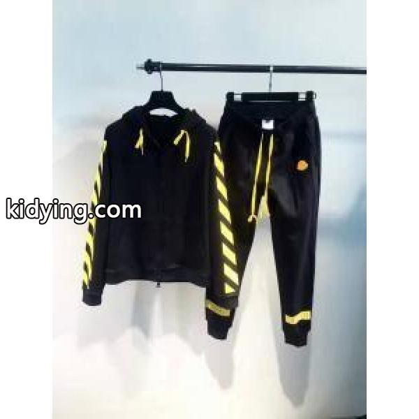 定番人気 Off-White パーカーコピーオフホワイトセットアップ上下ジップアップパーカージョガーパンツ-0