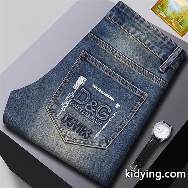 ライトブルー 刺繍ロゴ デニムパンツ ドルチェ & ガッバーナ DOLCE & GABBANA コピー 秋冬ストリートファッション万能-6