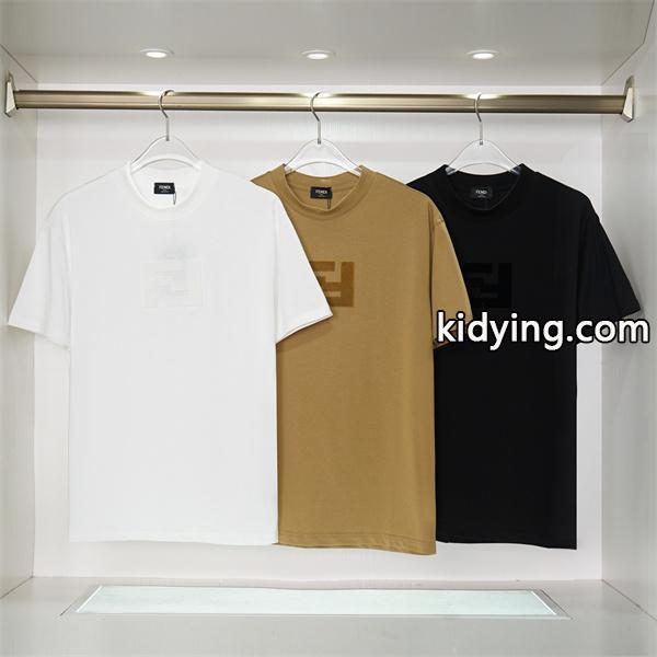 激安大特価新作高品質男性魅力コットン100％ｔシャツ色あせないブラックホワイトロックFENDIフェンディ コピー-0